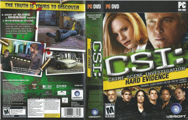 Box art: Title, diagonally placed between photographic images of CSI: Miami main cast.