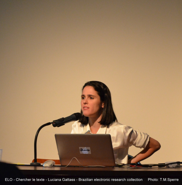Luciana Gattass presenting Brazilian electronic research collection at ELO Chercher le texte 2013