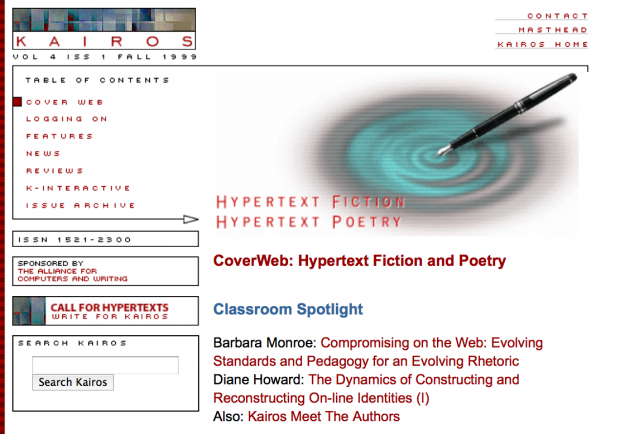 Hypertext Fiction and Poetry special issue of Kairos