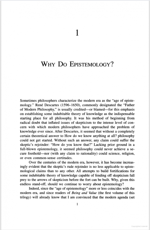Why Do Epistemology?,- Frederick Ferré