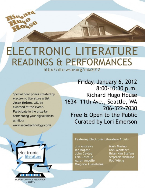 Poster: Electronic Literature Reading & Performances at the 2012 MLA