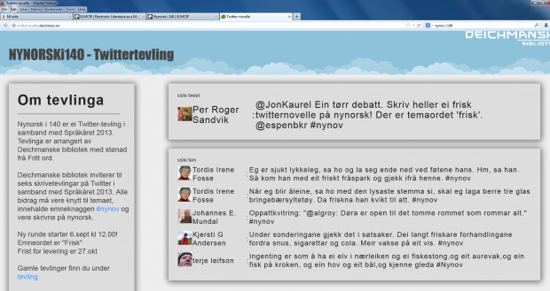Screenshot from Nynorsk i 140's webpage 18th of october 2013