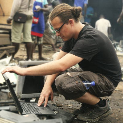 Andreas Zingerle at Agbogbloshie e-waste dump, Accra, Ghana, August 2014