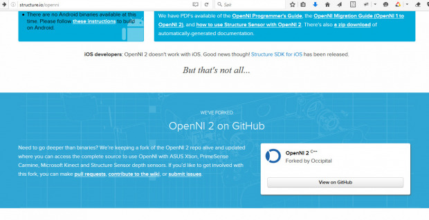 OpenNi Website screenshot