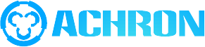 Logo—blue text that reads 'ACHRON' preceeded by a pictoral representation of three people from above