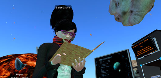 Second Life character reading