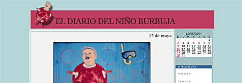 Website page with a pink header and the work title in black text, followed by a blog-style page.