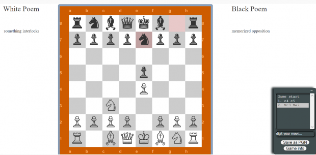 Screenshot of chess poetry