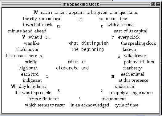 Speaking Clock, John Cayley, 1995