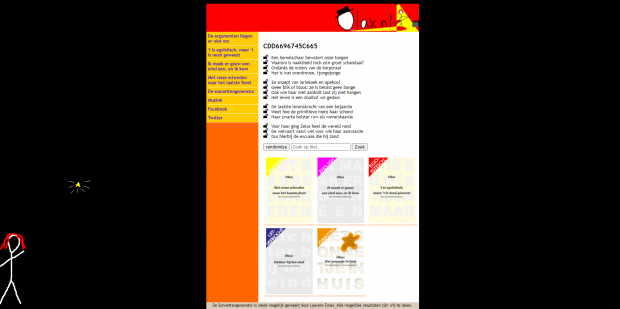 De sonnettengenerator website with sonnet generated; website is in grid layout of warm colours.