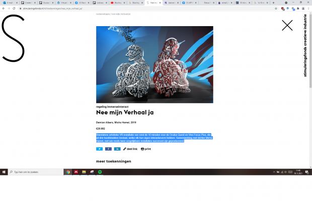 Screenshot of the 'Nee mijn verhaal ja' website, showing an image and a text description