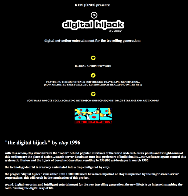First page of Digital Hijack website