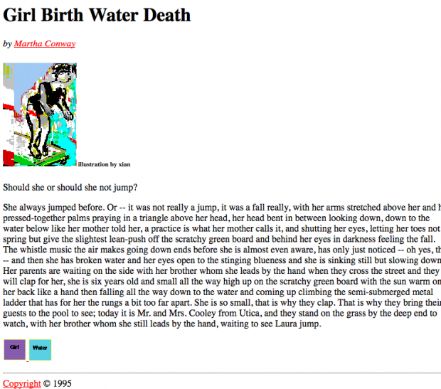 First page of Girl Birth Water Death