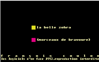 First screen of La belle Zohra