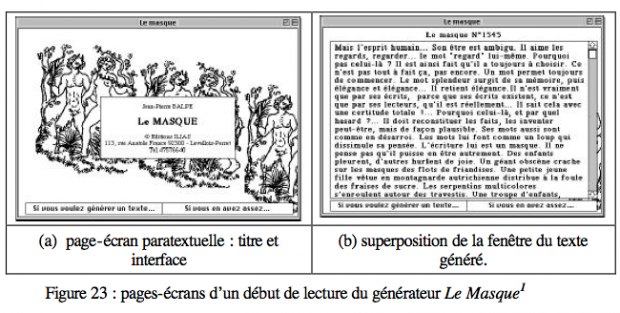 Screeshots of Le masque shown in Philippe Bootz' PhD dissertation (p 87)