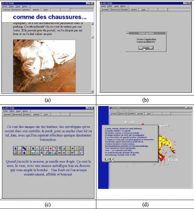 Screenshots of Les yeux as shown in Philippe Bootz' PhD dissertation