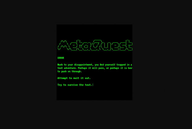 Title page - Meta quest written in green ASCII