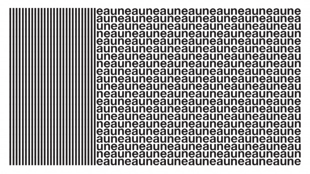Vertical lines fading into the letters e a u n