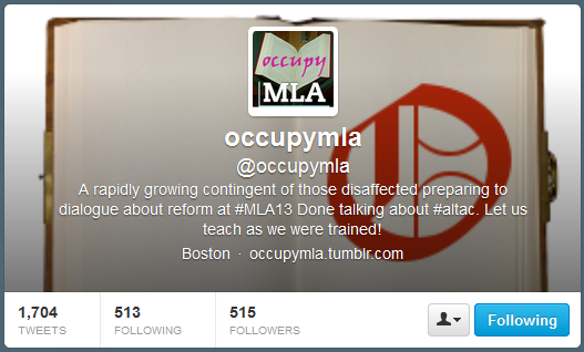 Occupy MLA Twitter feed