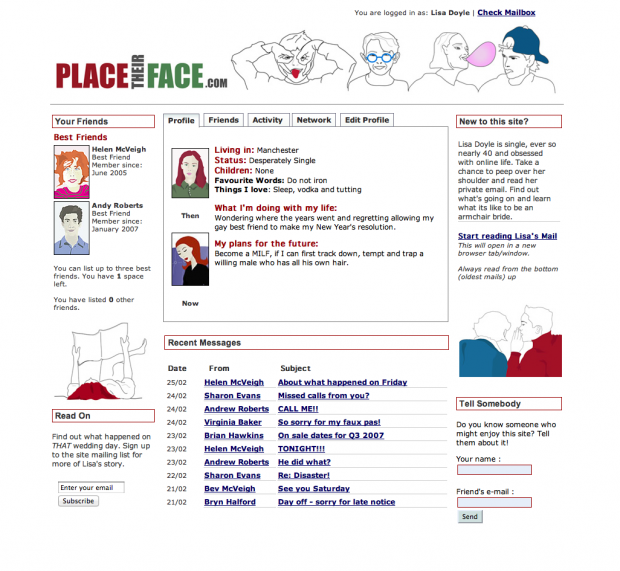 Screenshot of the front page of Place Their Face