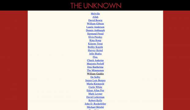 Screenshot: The Unknown People Index