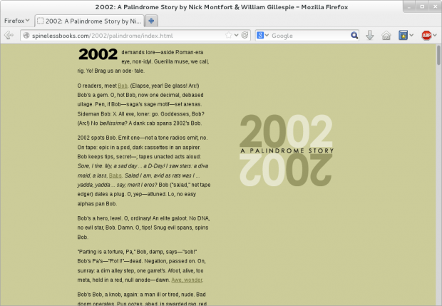 2002: A Palindrome Story in 2002 Words