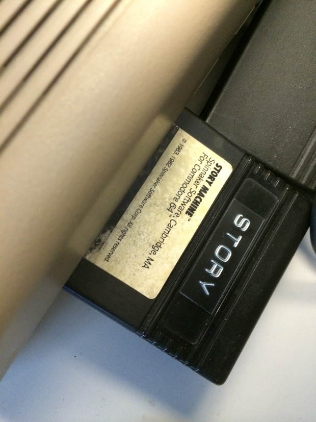 "Story Machine" was distributed on cartridges. This image shows the copy in Nick Montfort's lab.