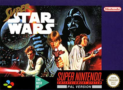 Nintendo game packaging: Movie poster art adapted for size with Star Wars logo, left corner.