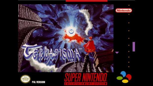 Game packaging: A red-head in a red cloak stands on ruins, staring through a portal. Title on left.