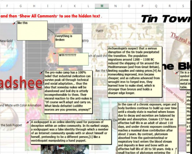 Screenshot of work: A narrative is overlaid on a spreadsheet via comments made in the interface.