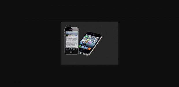 Image of two iPhones, one showing Tom Tells in the iPhone store, another showing the app in use.
