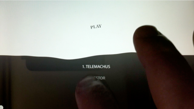 Picture of an Iphone or Ipad screen using the app to play the game