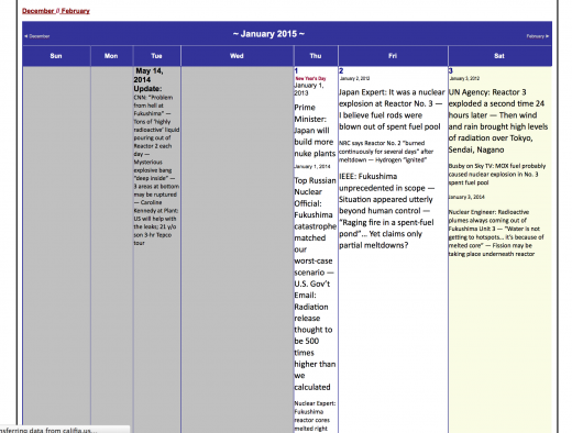 Spreadsheet view of calendar